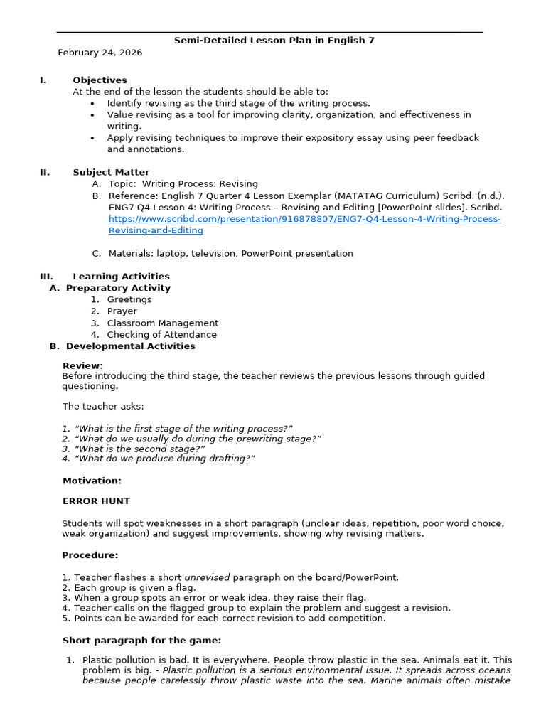 Revising | PDF | Essays | Plastic