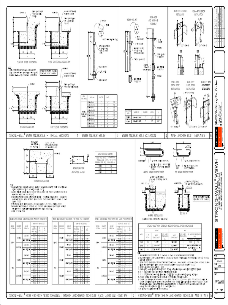 WSWH 2024, Wood Strong-Wall Details, Seismic Shear Wall | PDF | Beam ...