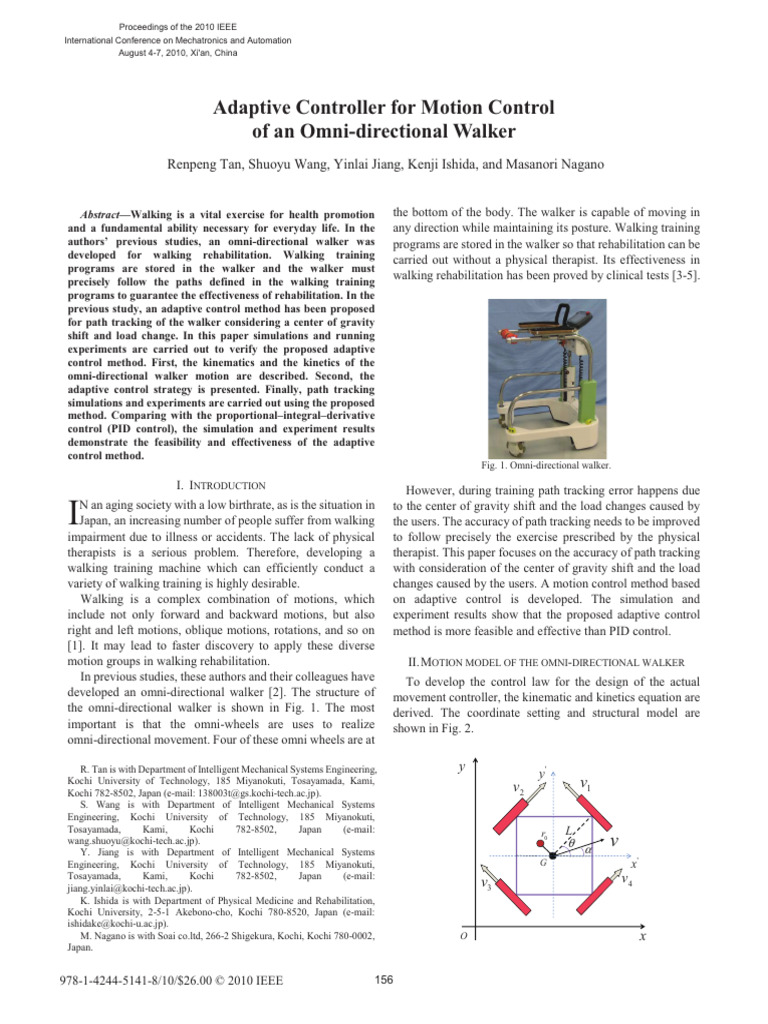 Adaptive Controller For Motion Control of An Omni-Directional Walker ...