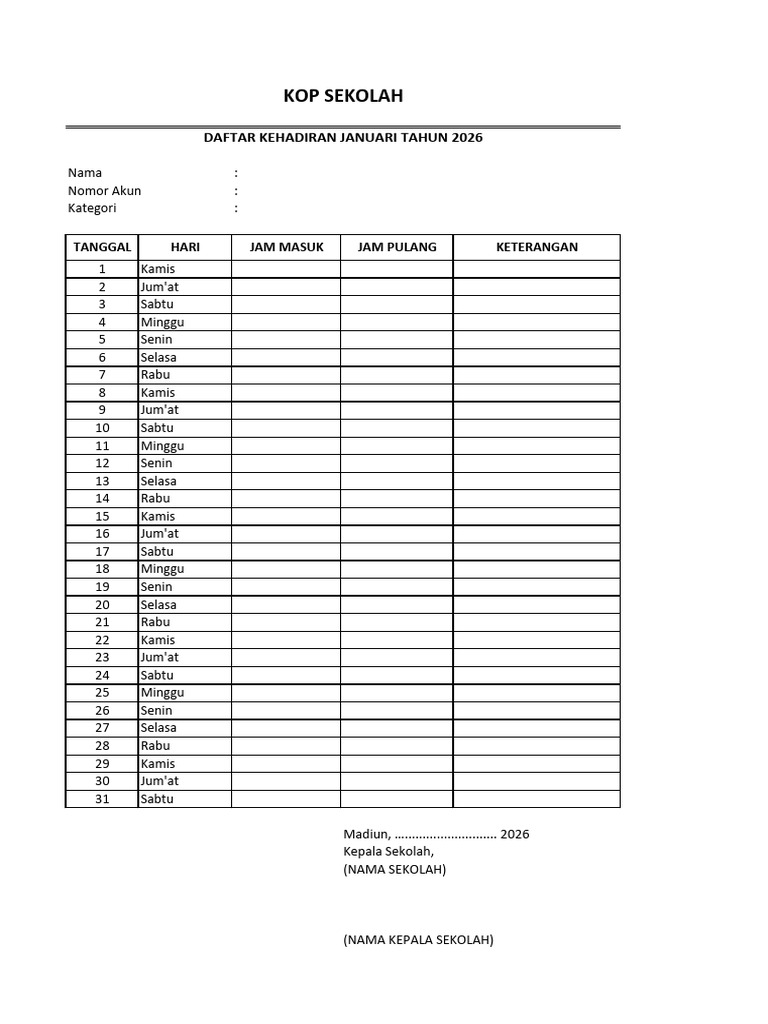 Format Absen | PDF