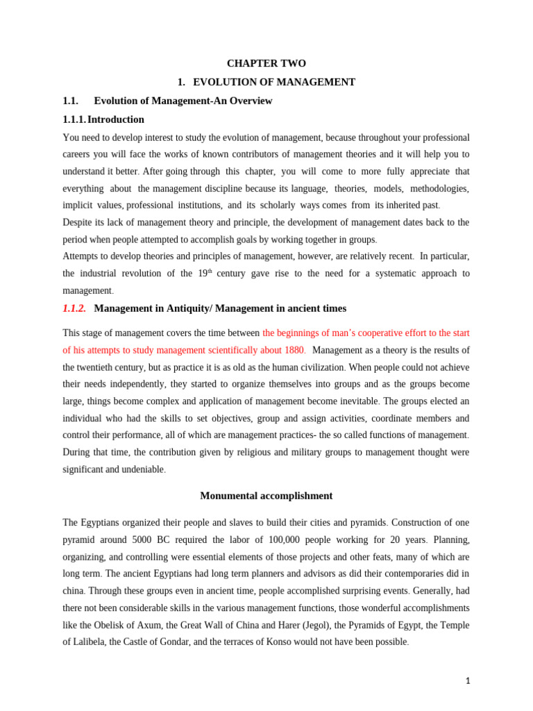 Chapter 2 Evolution of Mgmt-1 | PDF | System | Division Of Labour