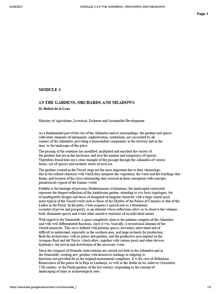 Module 4 4.9 The Gardens, Orchards and Meadows | PDF