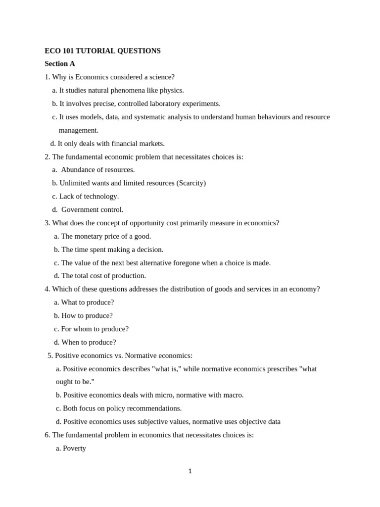 Eco 101 Tutorial Questions 25-26 Edited - 20260215 - 011652 | PDF ...