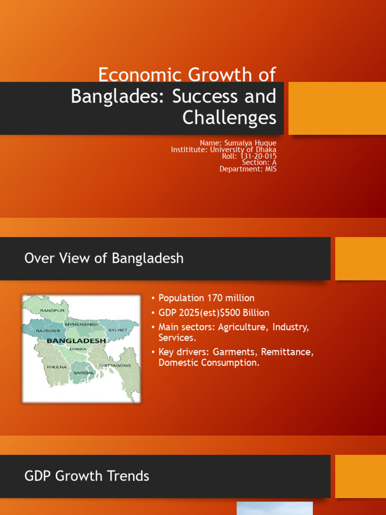 Bangladesh - S Economic Growth - Successes and Challenges Sumaiya Huque ...