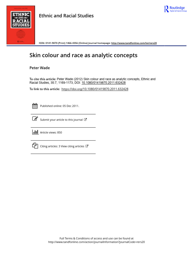 Skin Colour and Race As Analytic Concepts | PDF | Race (Human ...