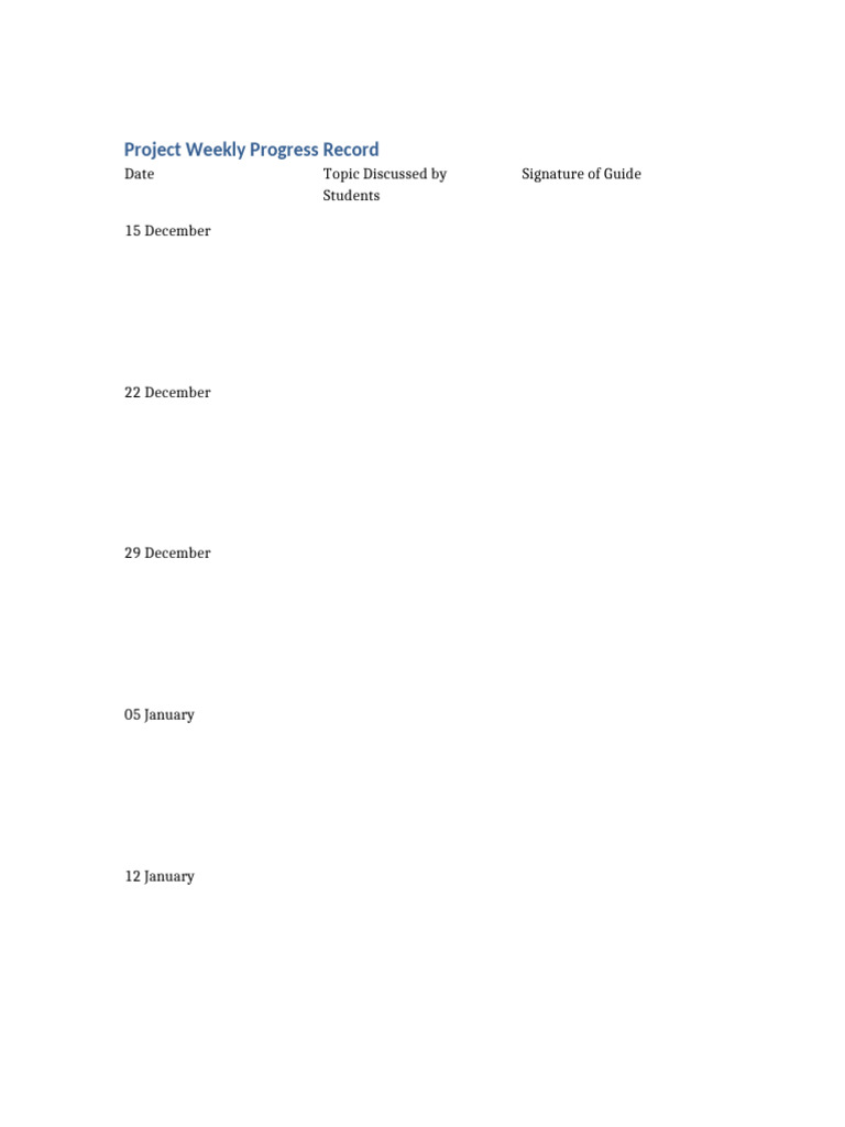 Weekly Project Record | PDF