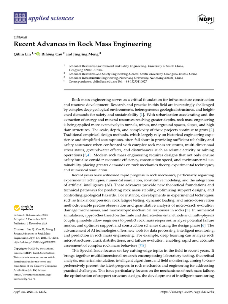 Recent Advances in Rock Mass Engineering | PDF | Fracture | Fracture ...