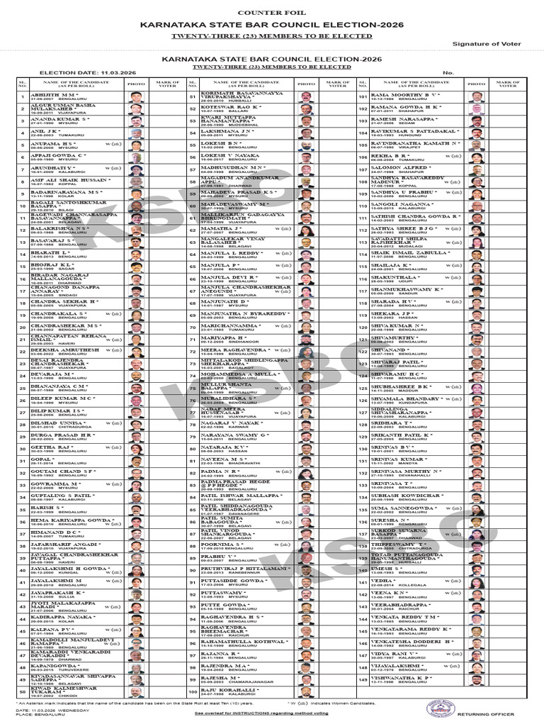 KSBC - Ballot Paper - Sample | PDF