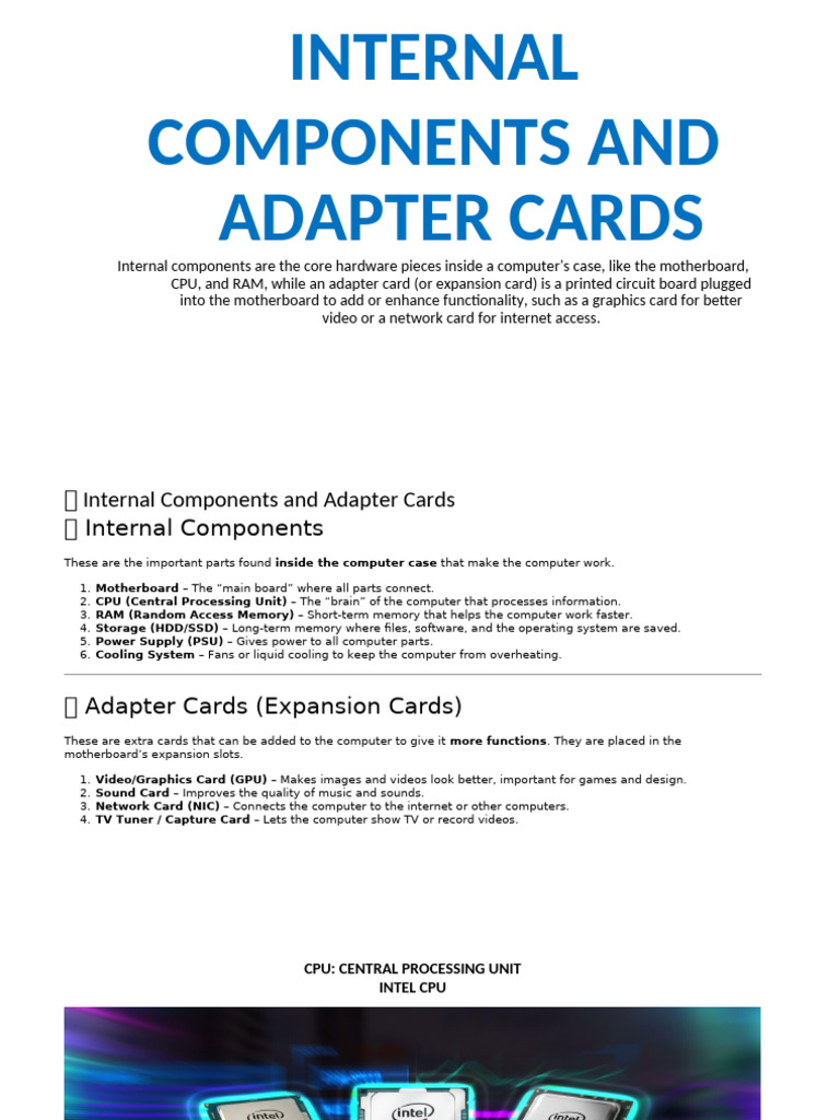B. Internal Components and Adapter Cards | PDF | Hard Disk Drive ...