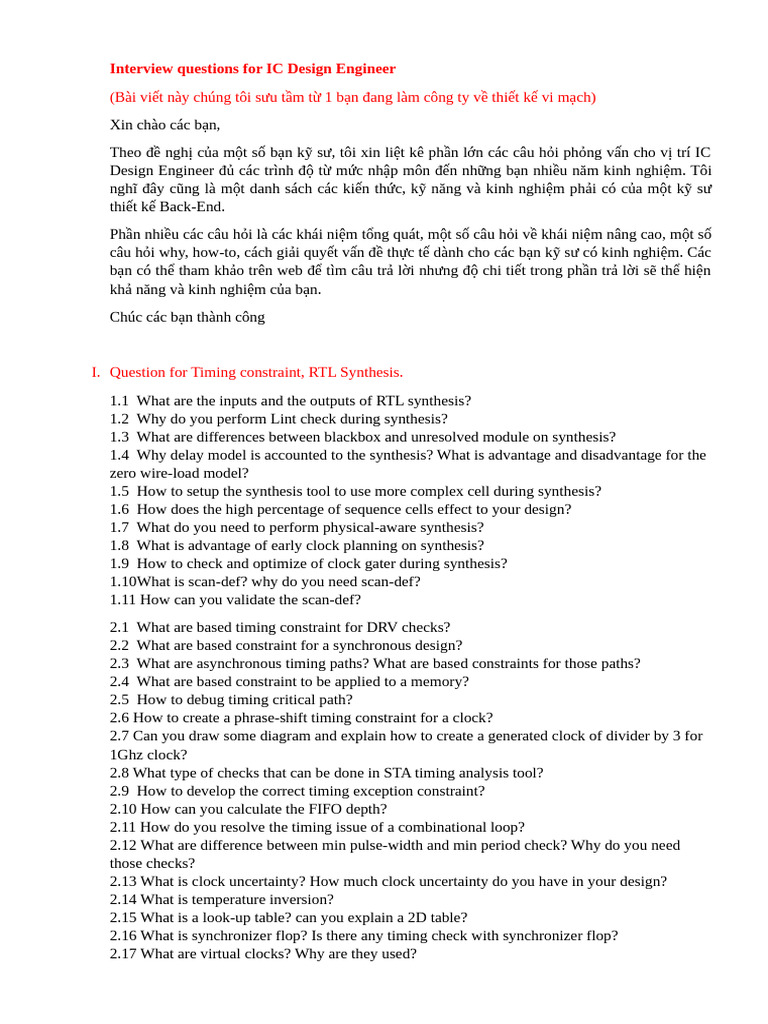 Interview Questions For IC Engineer | PDF | Electronic Circuits ...