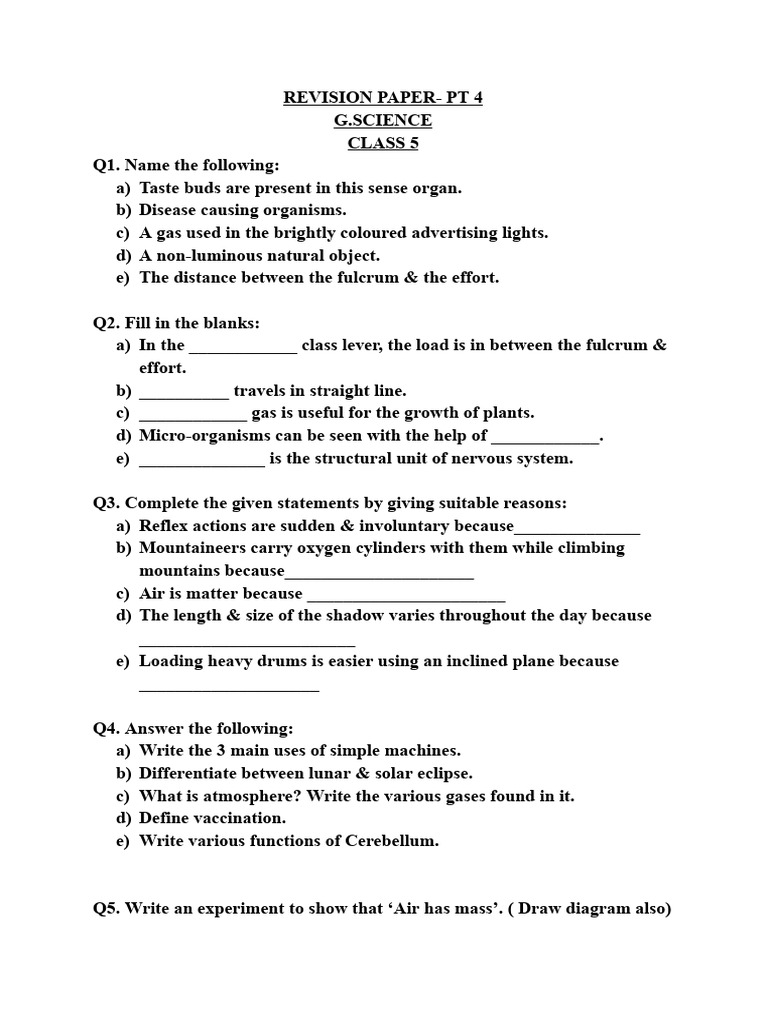 CL 5 GSC Revision Paper PT 4 | PDF | Lever