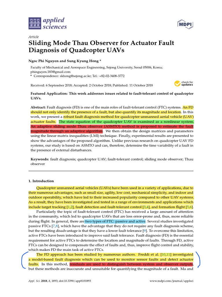 Toberead - (1) Sliding Mode Thau Observer For Actuator Fault Diagnosis ...