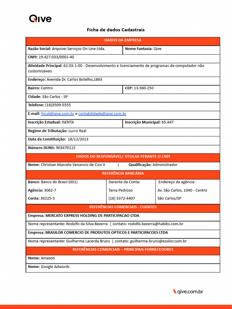 1.1.1 Ficha Cadastral Qive 01-2026 | PDF