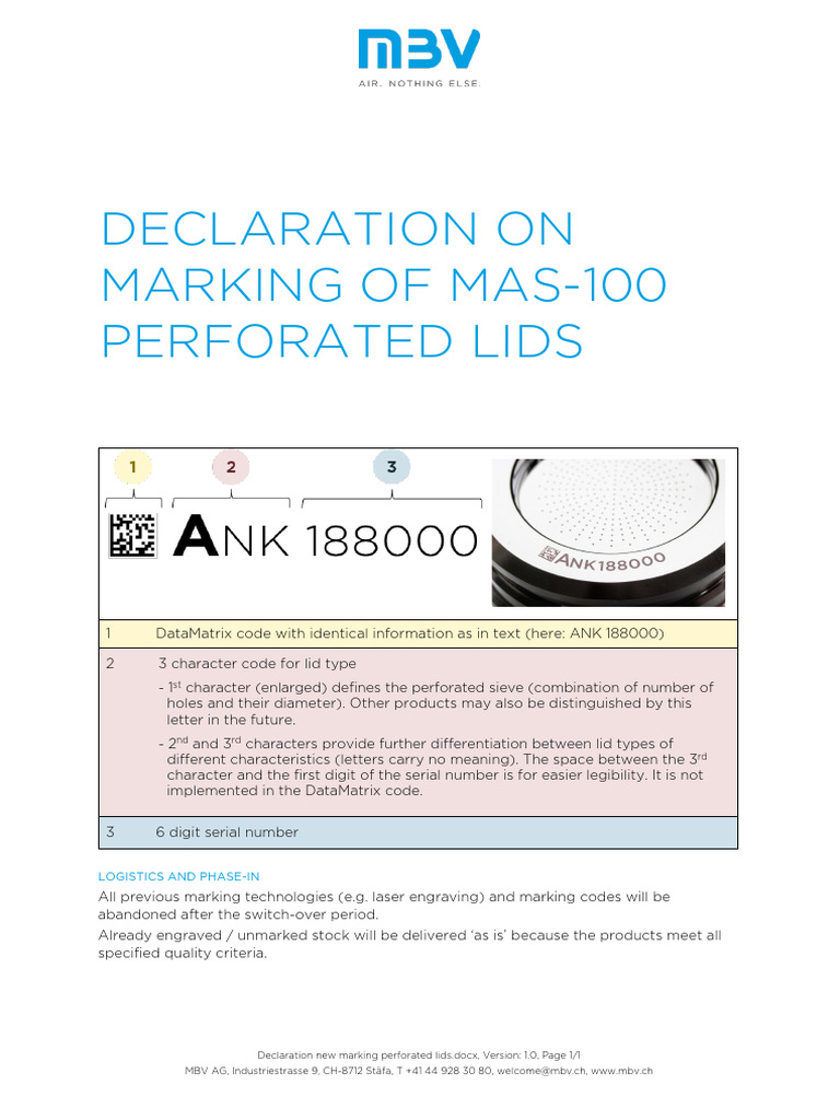 MBV Marking of Perforated Lids Black Marking | PDF