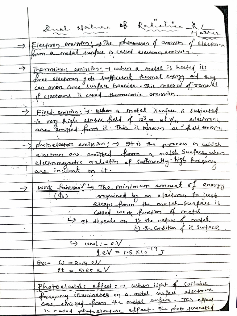 Dual Nature of Light Clss 12 Physics Hand Written Notes | PDF