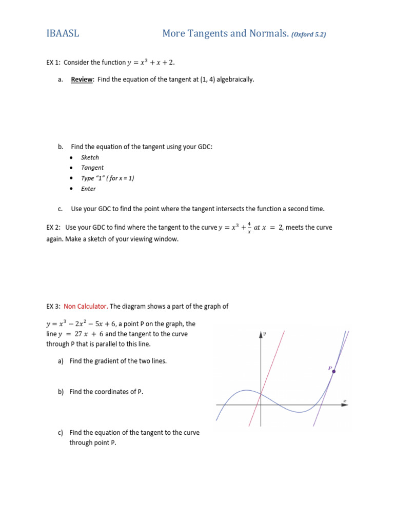 4f - Tangents and Normals Notes Part 2 | PDF