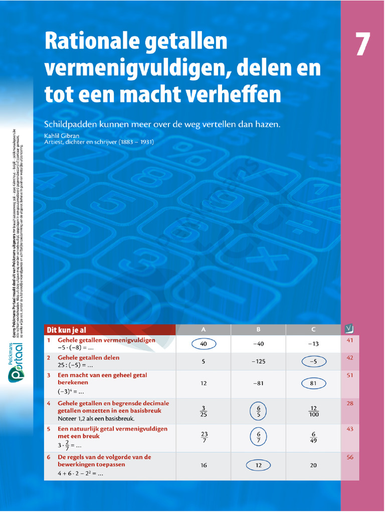 G7 Rationale Getallen Vermenigvuldigen, Delen en Tot Een Macht ...