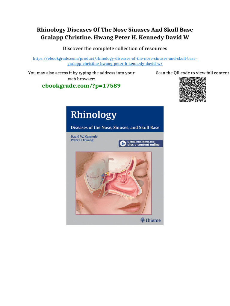 Rhinology Diseases of The Nose Sinuses and Skull Base Gralapp Christine ...
