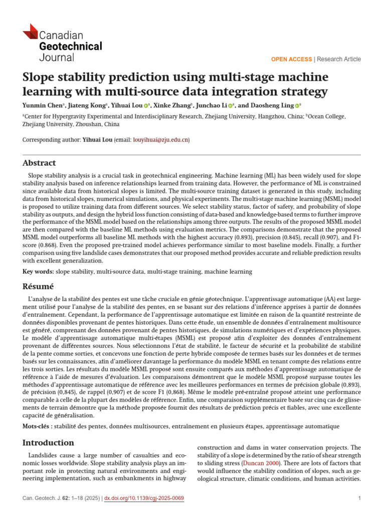 Slope Stability Prediction Using Multi Stage Machine Learning With ...
