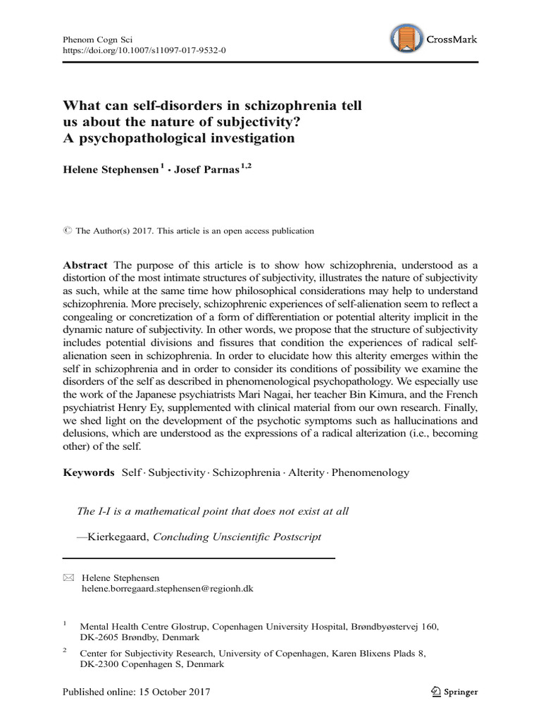 Self Disorders in Schizophrenia | PDF | Self | Schizophrenia