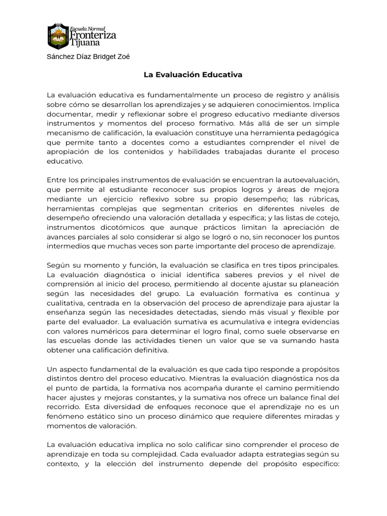 La Evaluación Educativa | PDF | Evaluación | Aprendizaje