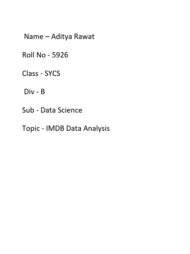 IMDB Rating Project | PDF | Computer Science | Information Technology ...