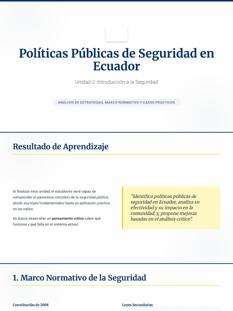 Unidad 2 Políticas de Seguridad Ecuador | PDF