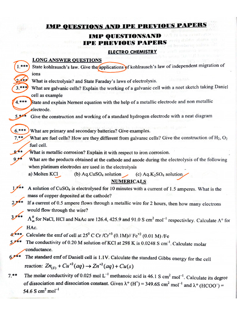 Chemistry Imp Questions | PDF