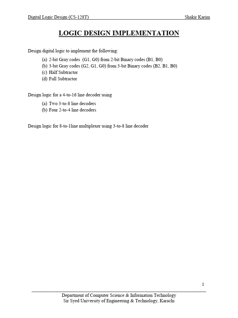 Logic Design Practice Problem | PDF