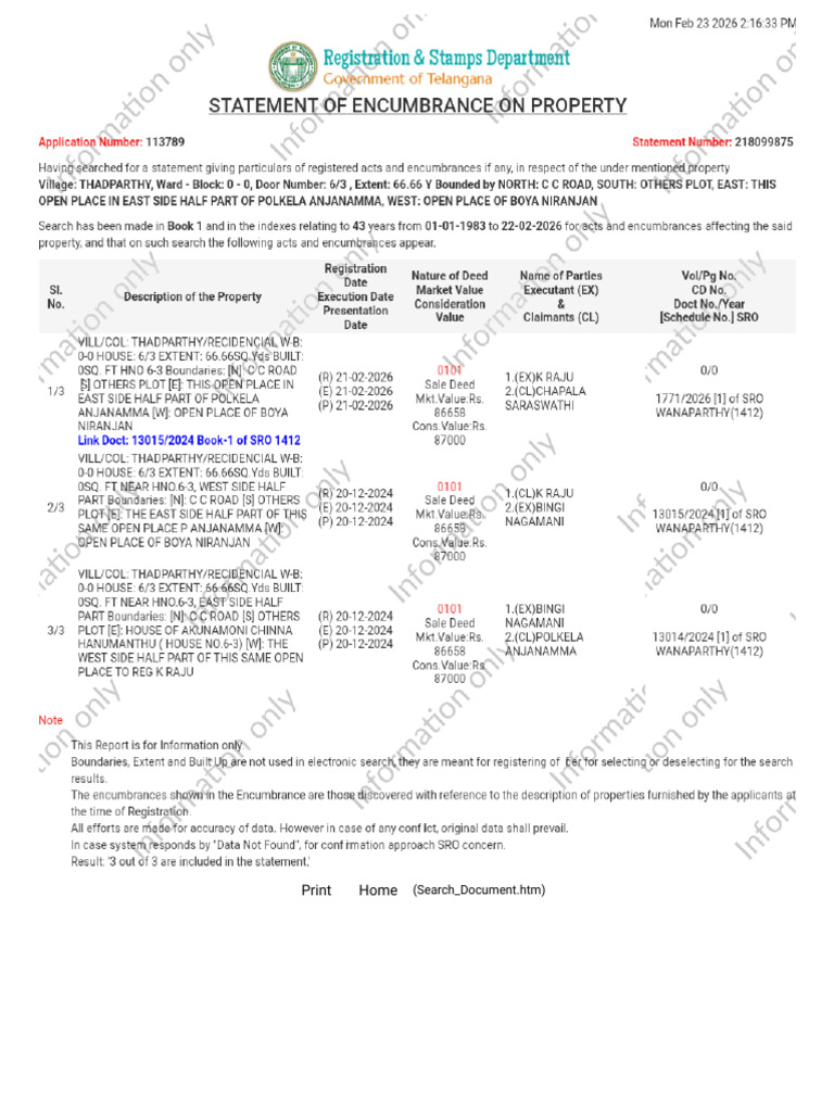 Statement of Encumbrance On Property | PDF