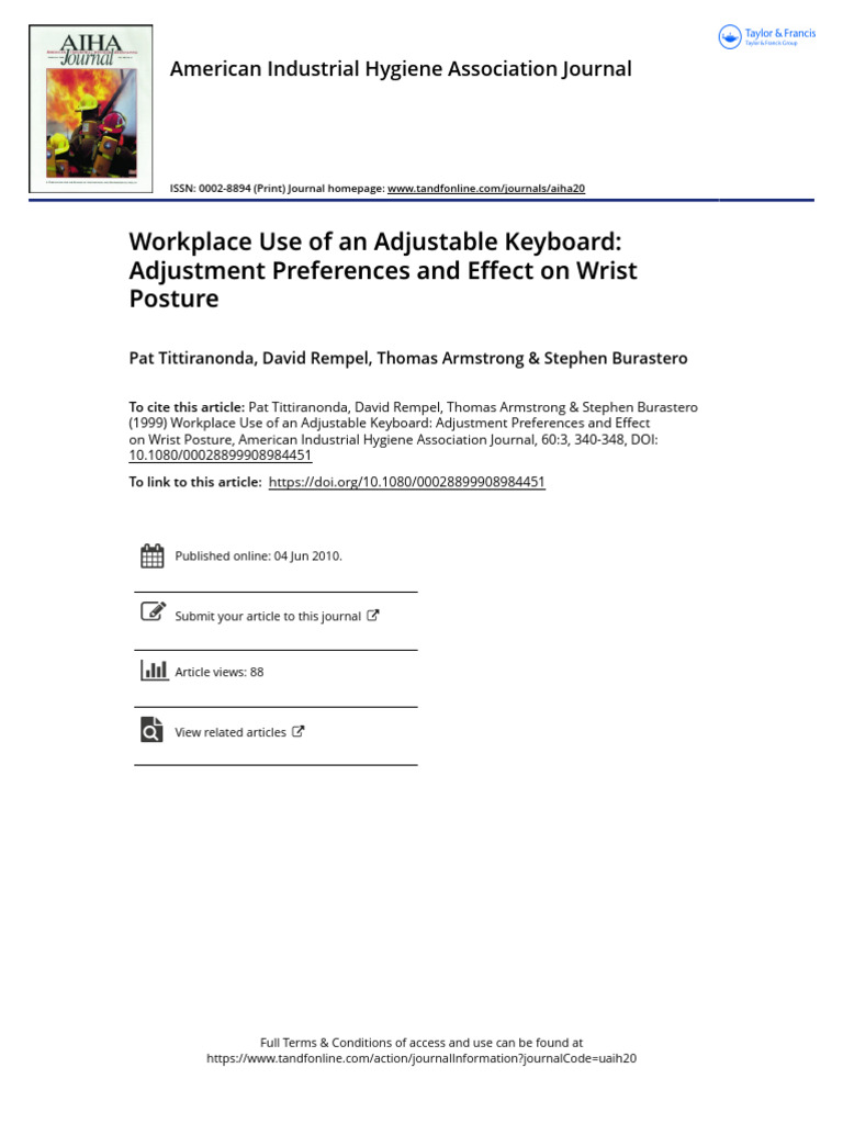 Workplace Use of An Adjustable Keyboard Adjustment Preferences and ...