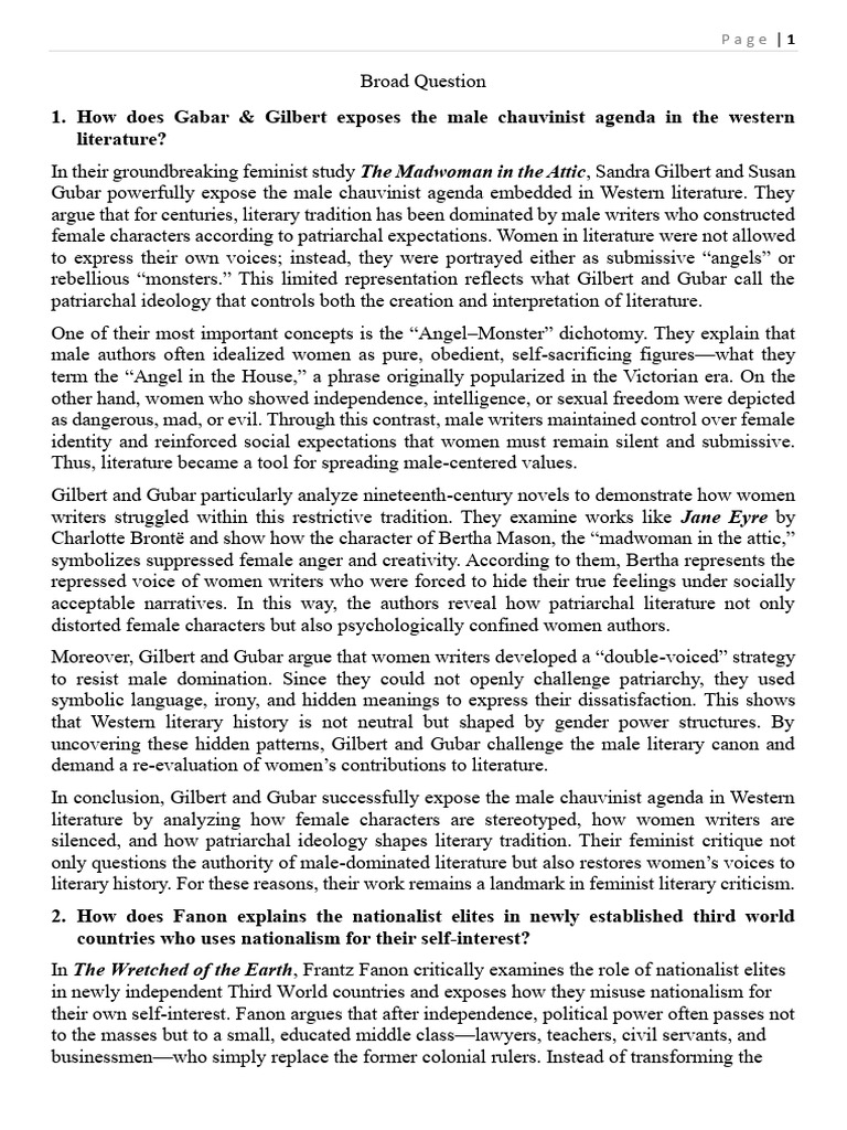 Broad Question 110506 | PDF | Marx's Theory Of Alienation | Unconscious ...
