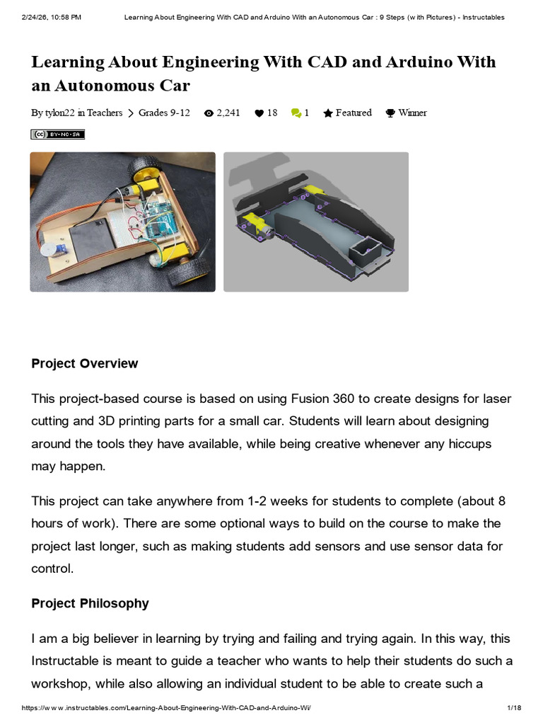 Learning About Engineering With CAD and Arduino With An Autonomous Car ...