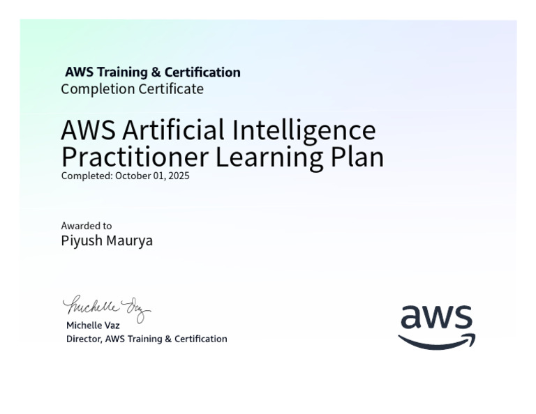 AWS Artificial Practional Learning Plan | PDF