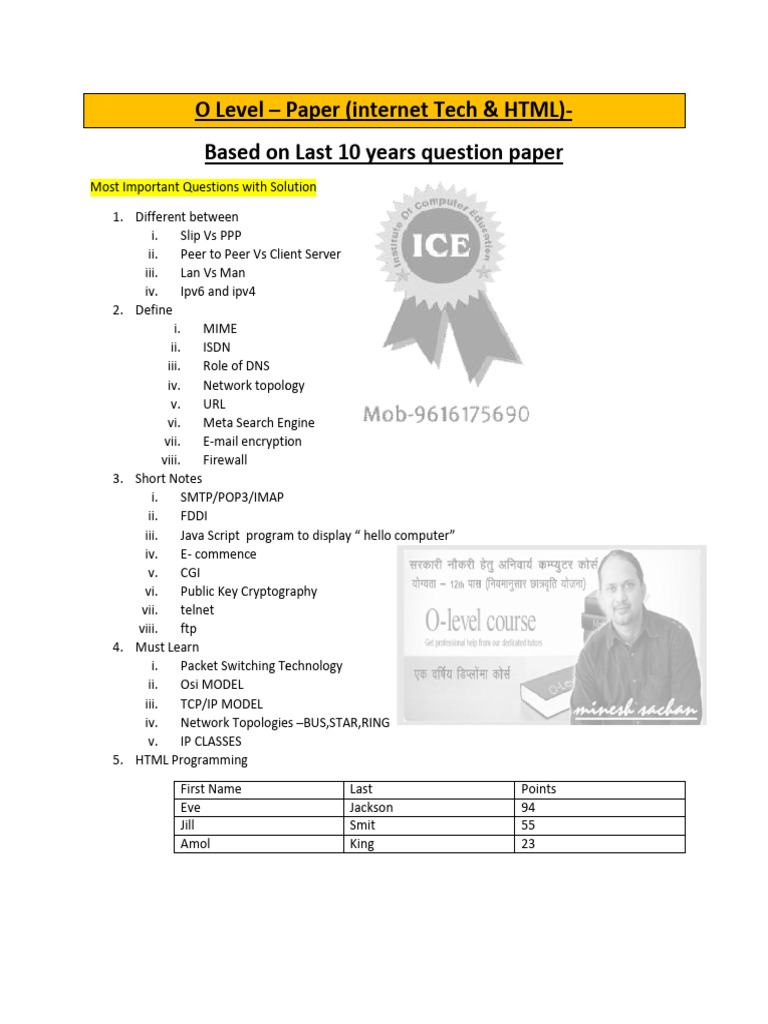 O Level | PDF