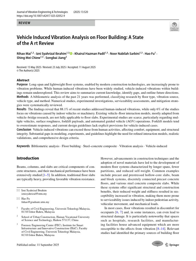 Vehicle Induced Vibration Analysis On Floor Buildi | PDF | Elasticity ...