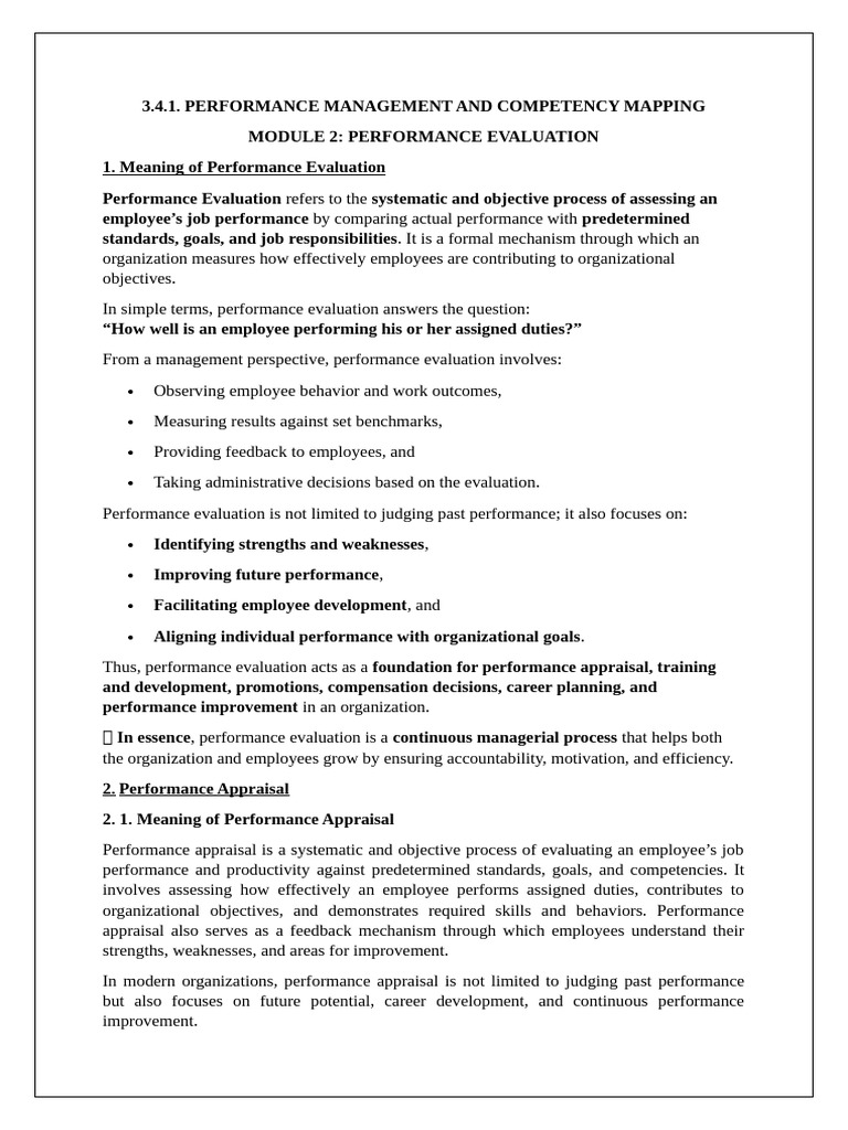 Module 2 Performance Evaluation | PDF | Performance Appraisal ...