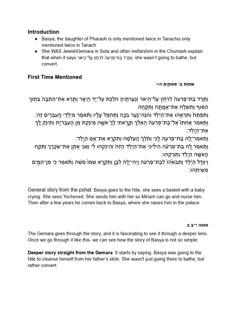 Basya Speech | PDF | Torah Books | Old Testament Books