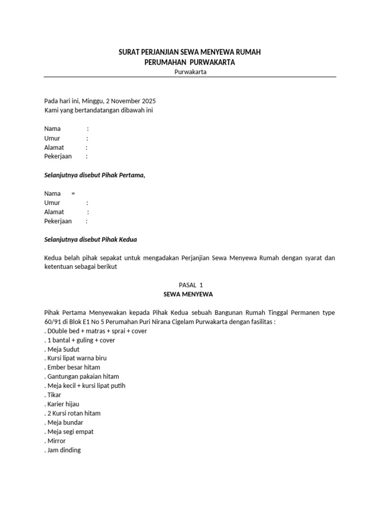 Surat Sewa Tumah | PDF