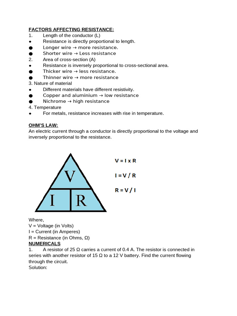 Class 7 - Electric Current and Its Effcts | PDF | Electrical Resistance ...