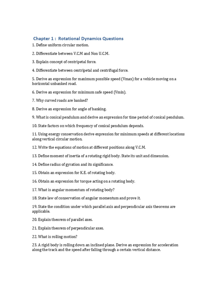 12 TH IMP - PHY - Questions | PDF | Rotation Around A Fixed Axis | Rotation