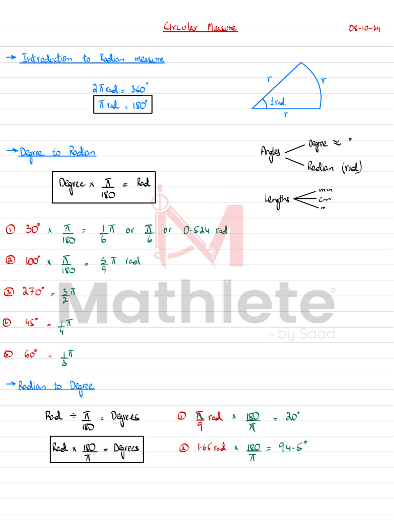 Circular Measure | PDF | Triangle Geometry | Pi