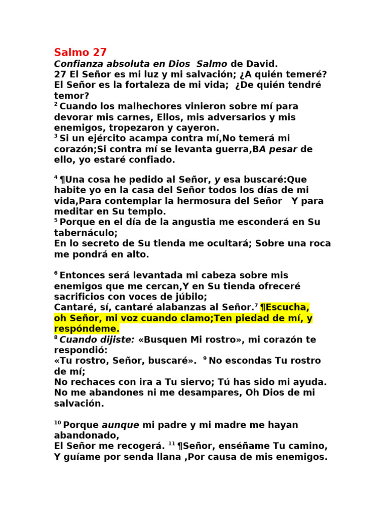 Salmo 27 | PDF | Musica Religiosa | Literatura de la sabiduría