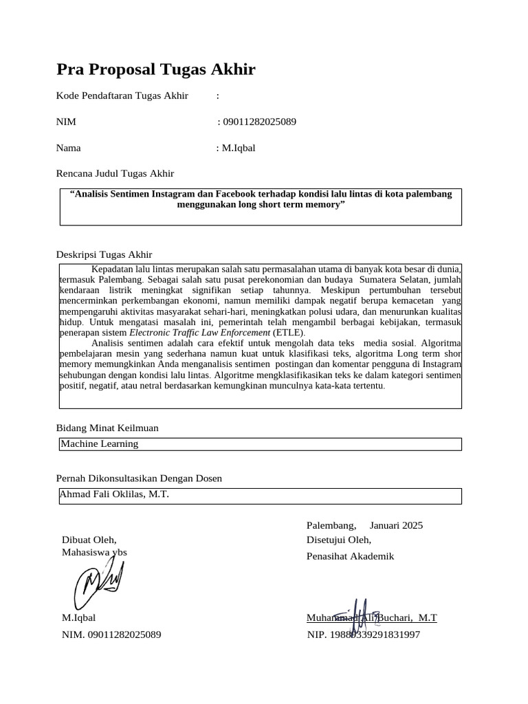 Form Pra Proposal TA - Andien Nathania 2024 | PDF