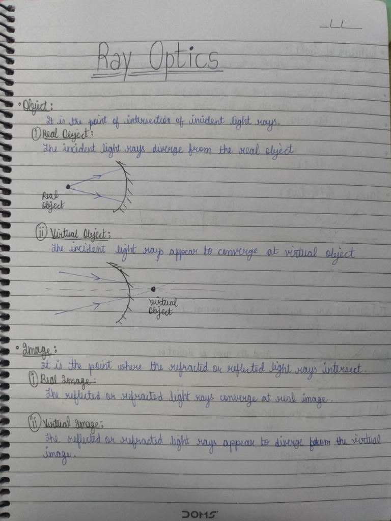 Ray Optics Notes | PDF