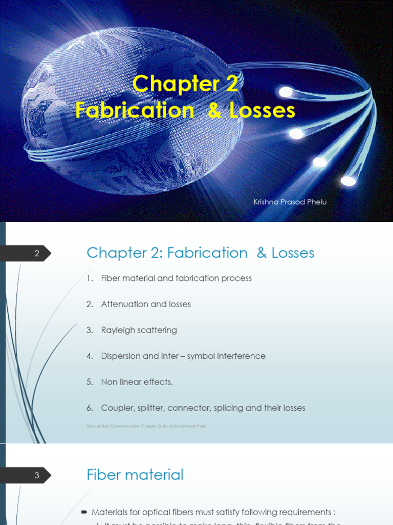 Chapter 2 Fabrication - & Losses | PDF | Optical Fiber | Dispersion ...