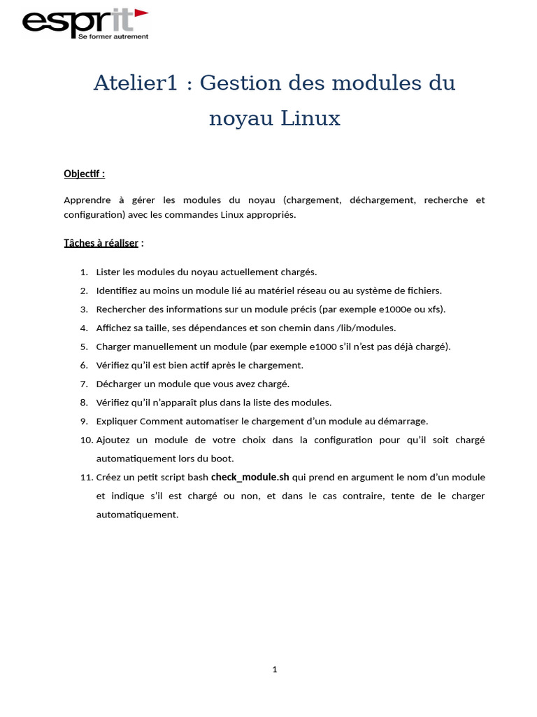 Atelier1 Gestion Modules Noyau | PDF