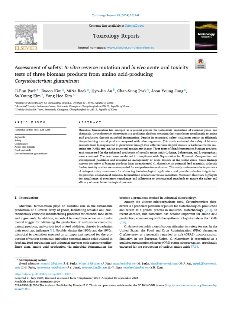 Assessment of Safety in Vitro Reverse Mutation and in Vivo Acut 2024 ...