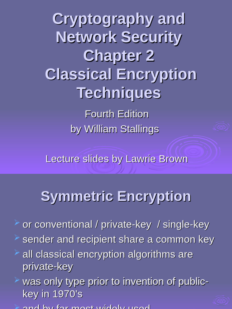 NS Ch02 2010 Willamstallings | PDF | Cryptography | Cryptanalysis