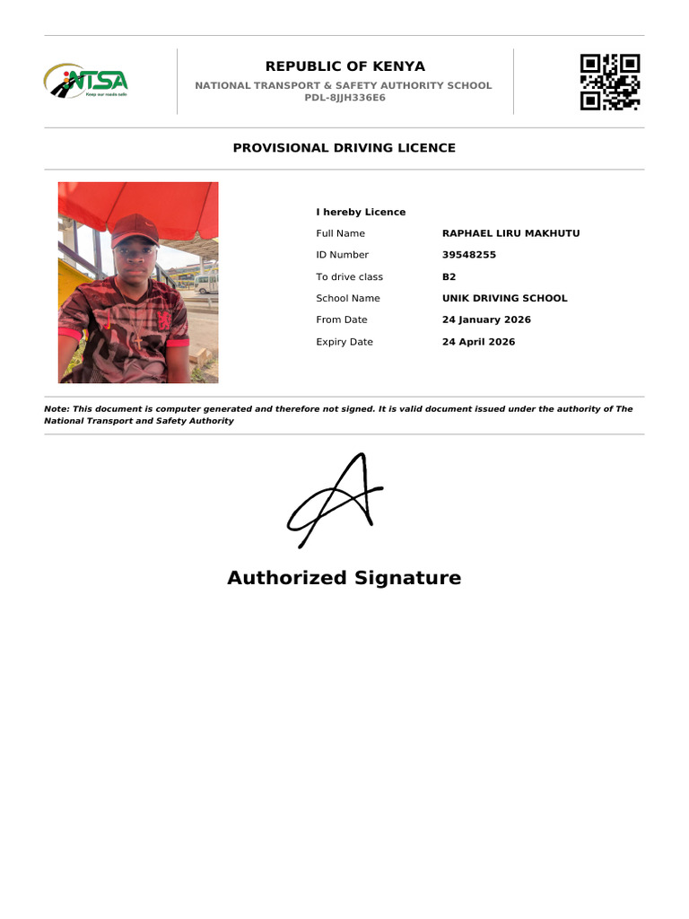 PDL 8JJH336E6 Provisional Driving License | PDF